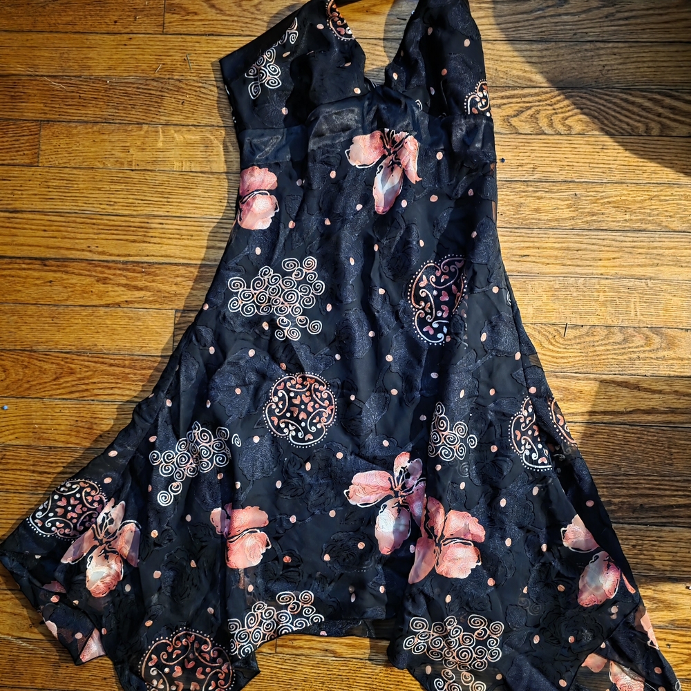 Charlotte Russe Black Dress with Pink Floral Print